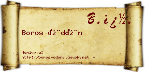 Boros Ödön névjegykártya